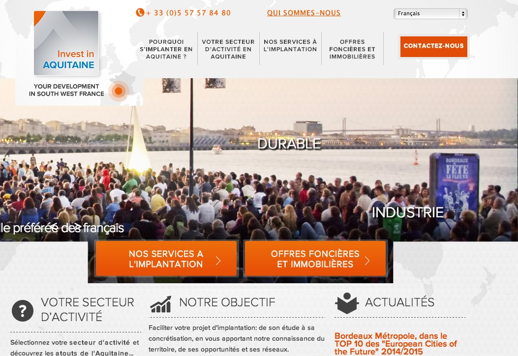 Nouveau site web pour Aquitaine développement innovation